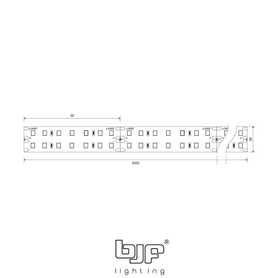ZENO-TIRA LED 24V PRO DOBLE 28W 280LED (1m) 4 Zeno-Tira Led 24V Pro Doble 28W 280Led Esquema