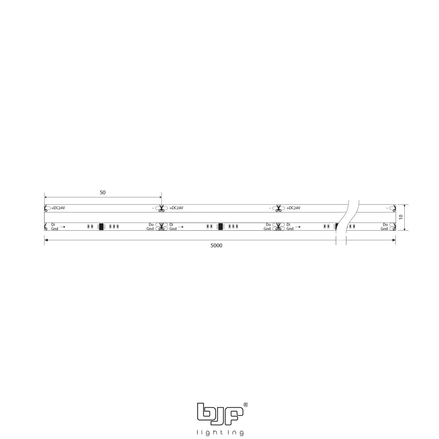 Tira Led Serie Pro Digital Cob Monocolor Esquema