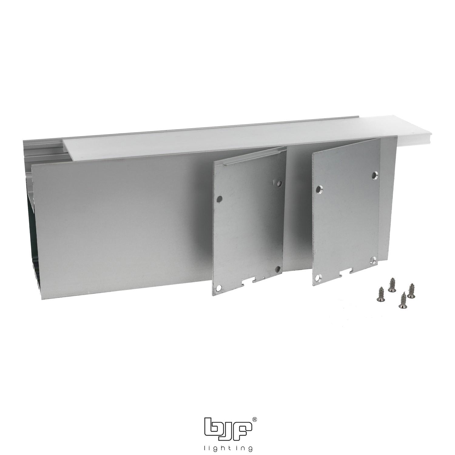 KIT PERFIL DE SUPERFICIE L509+DIFUSOR OPAL+2 TAPAS+3 GRAPAS BLANCO MATE 2m 3 L509 Perfil Led Superficie Plata Difusor Opal