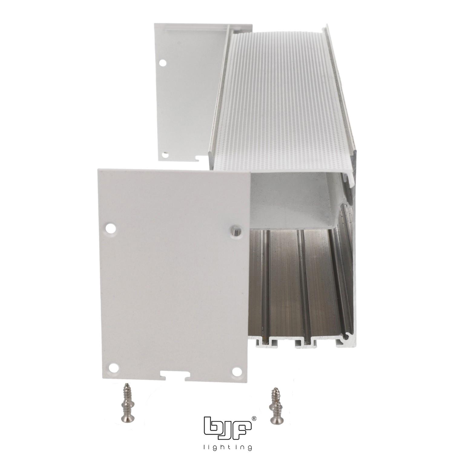 KIT PERFIL DE SUPERFICIE L509+DIFUSOR PRISMATICO+2 TAPAS+3 GRAPAS BLANCO MATE 2m 2 L509 Perfil Led Superficie Blanco Mate Difusor Prismatico