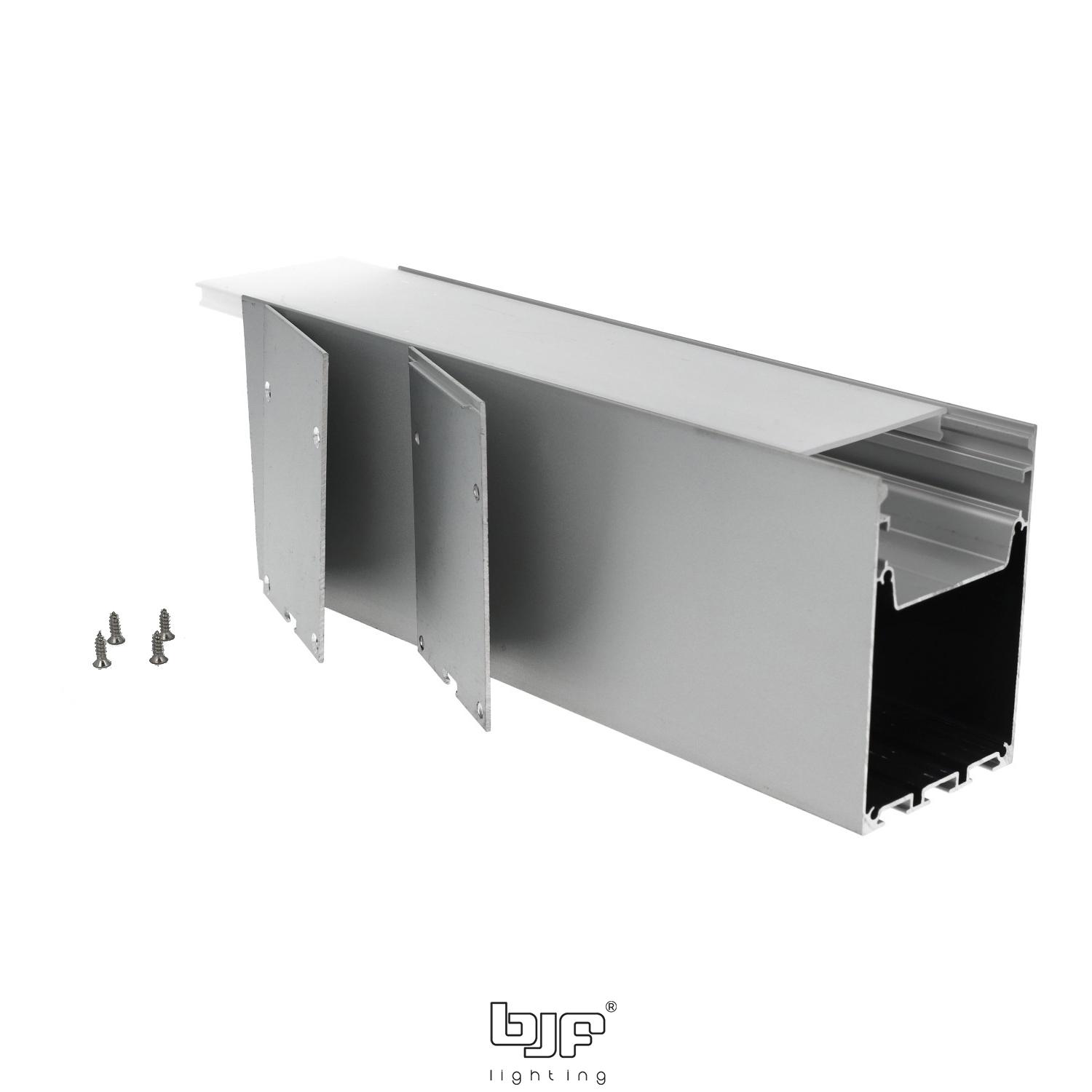 KIT PERFIL DE SUPERFICIE L509+DIFUSOR OPAL+2 TAPAS+3 GRAPAS BLANCO MATE 2m 2 L509 Perfil Led Superficie Plata Difusor Opal