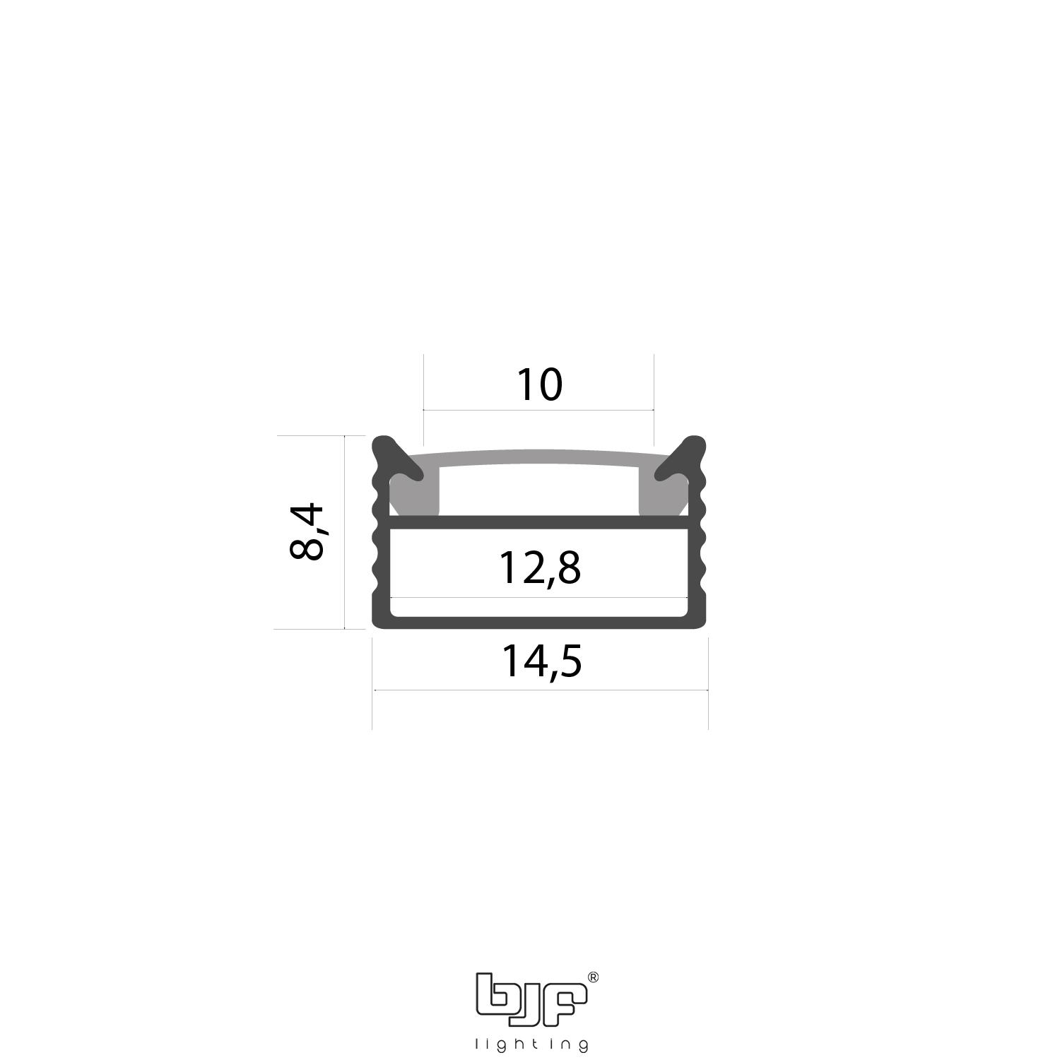 PERFIL DE SUPERFICIE CON HUECO PARA CABLE L499 NEGRO MATE 2m 2 L499 Perfil De Superficie 14,5X8,4Mm Esquema