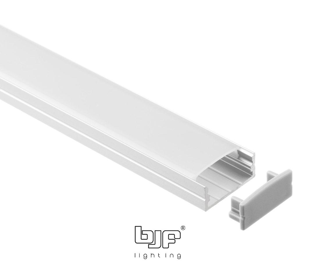 KIT PERFIL DE SUPERFICIE L518+DIFUSOR OPAL+2 TAPAS+GRAPAS PLATA 2m 1 L518 Perfil Led De Superficie Ancho 23,5X9,75Mm Principal