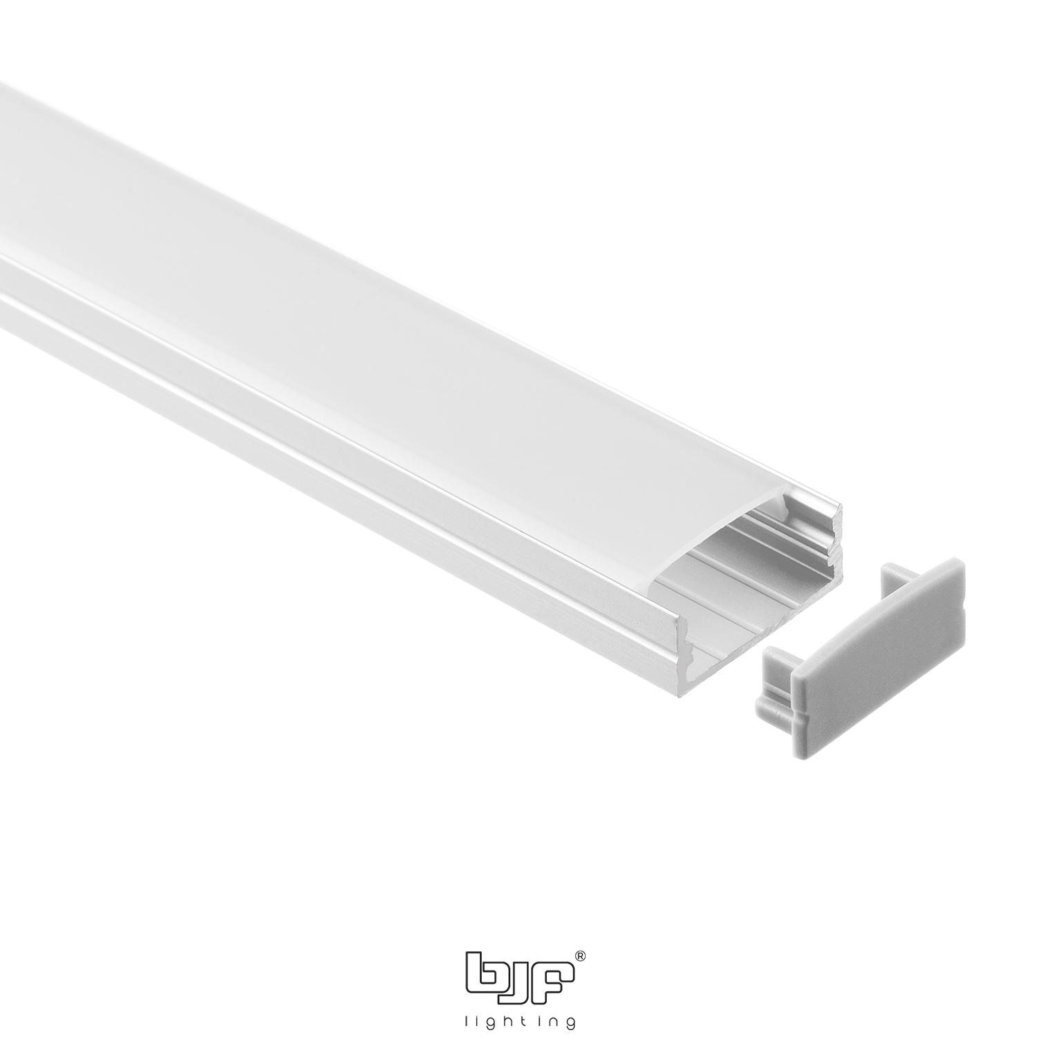 KIT PERFIL DE SUPERFICIE L518+DIFUSOR OPAL+2 TAPAS+GRAPAS BLANCO MATE 2m 1 L518 Perfil Led De Superficie Ancho