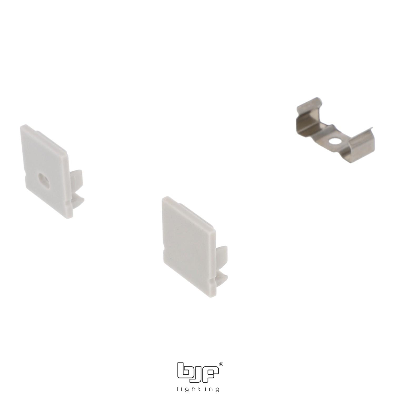 Kit Perfil Led L2020 2M+2 Tapas+4 Grapas Plata