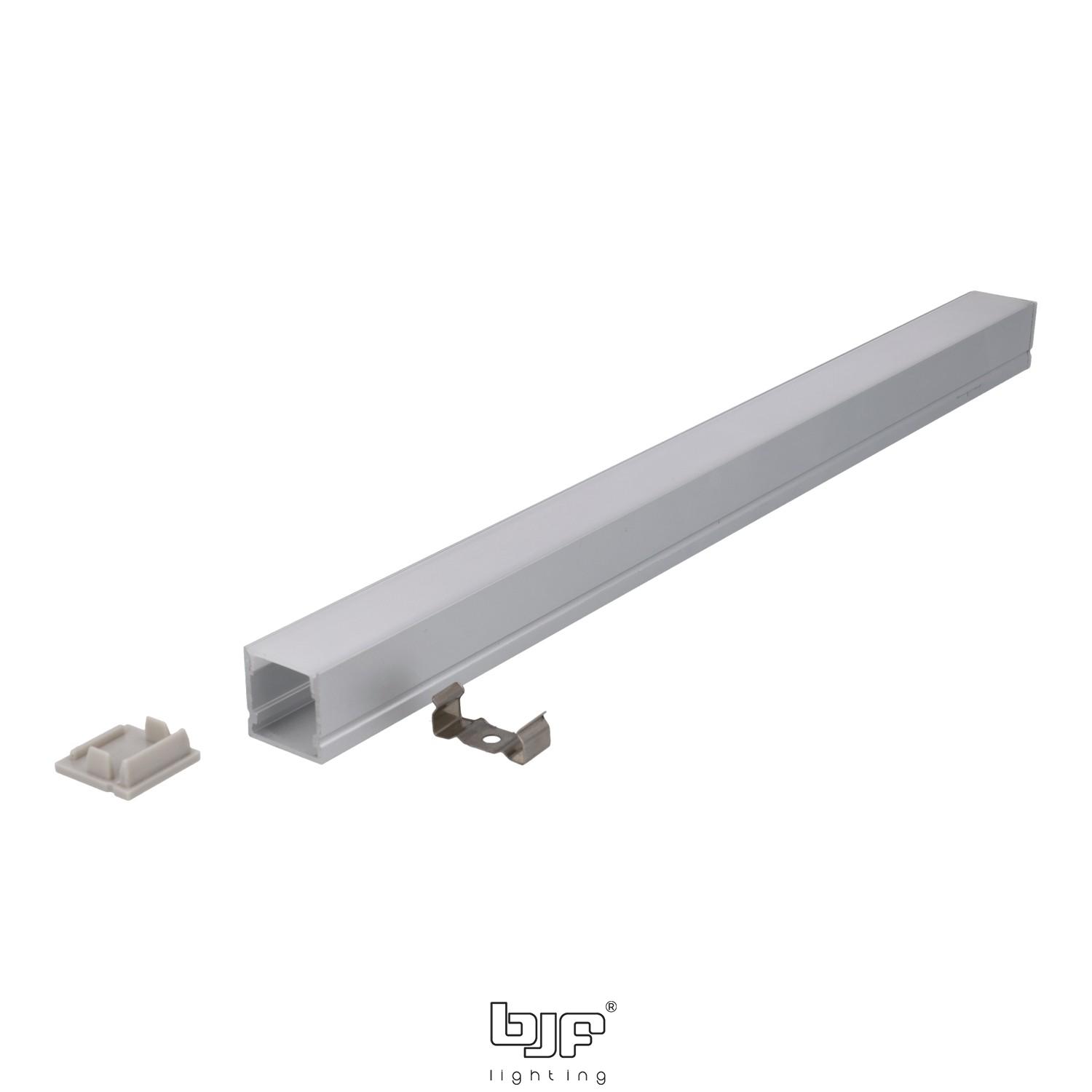 Kit Perfil Led L2020 2M+2 Tapas+4 Grapas Plata