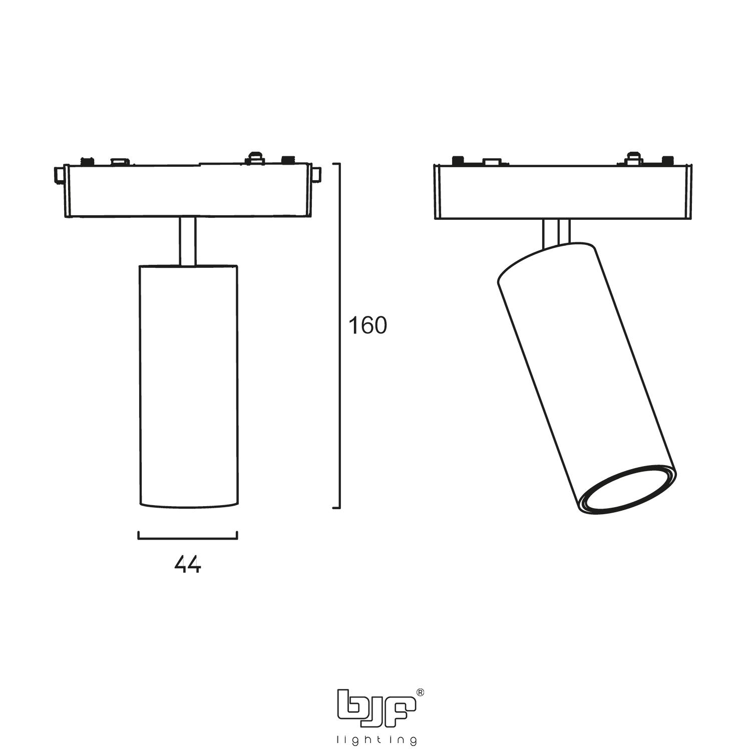 FOCO DE CARRIL MAGNETICO PEQUEÑO BLANCO MATE 2 475-Nm-3Cct 475-Bm-3Cct Esquema