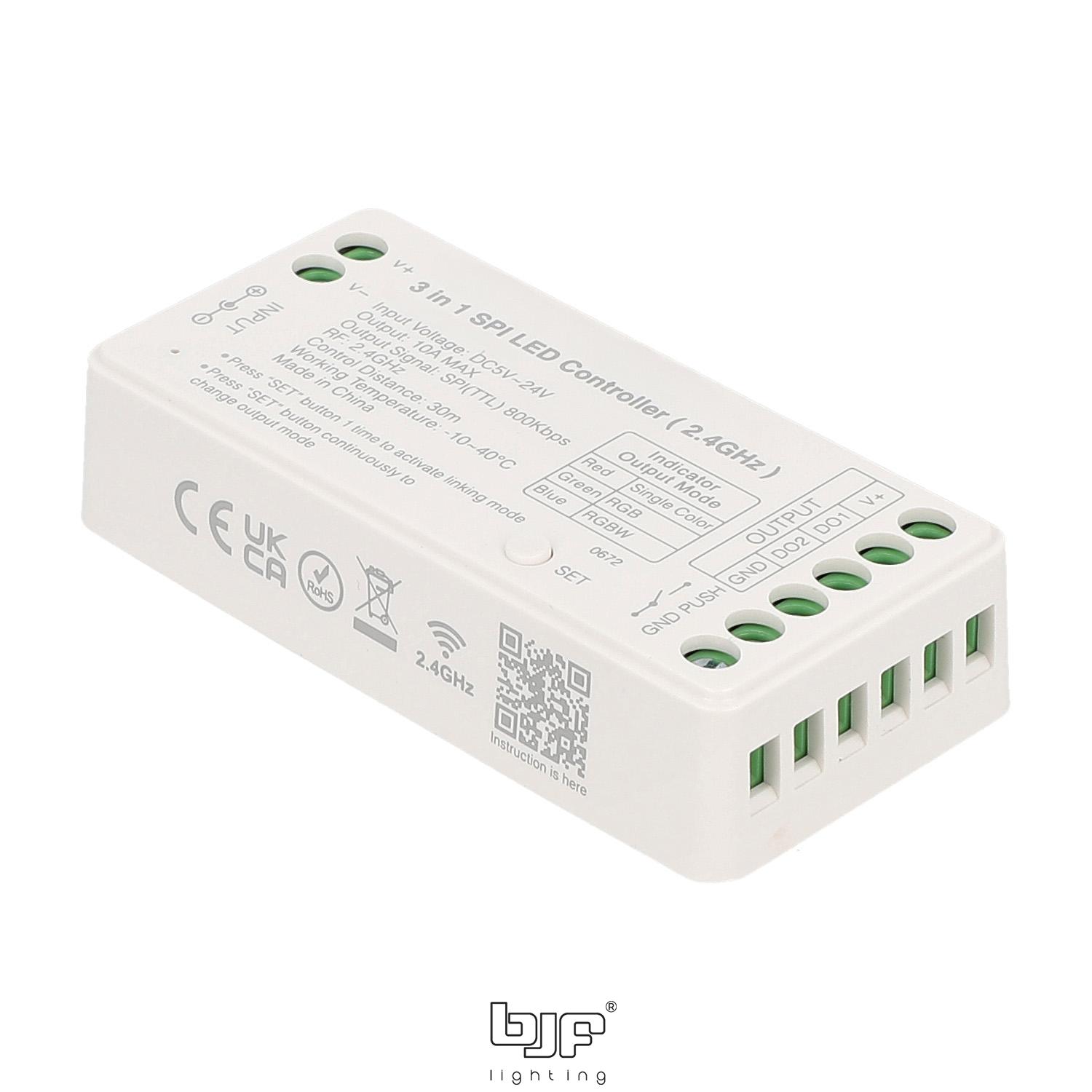 CONTROLADOR SPI 3 EN 1 5-24V 10A 2,4GHz MONOCOLOR-RGB-RGBW 1 Controlador Spi 3 En 1 5-24V 10A 2,4Ghz Monocolor-Rgb-Rgbw