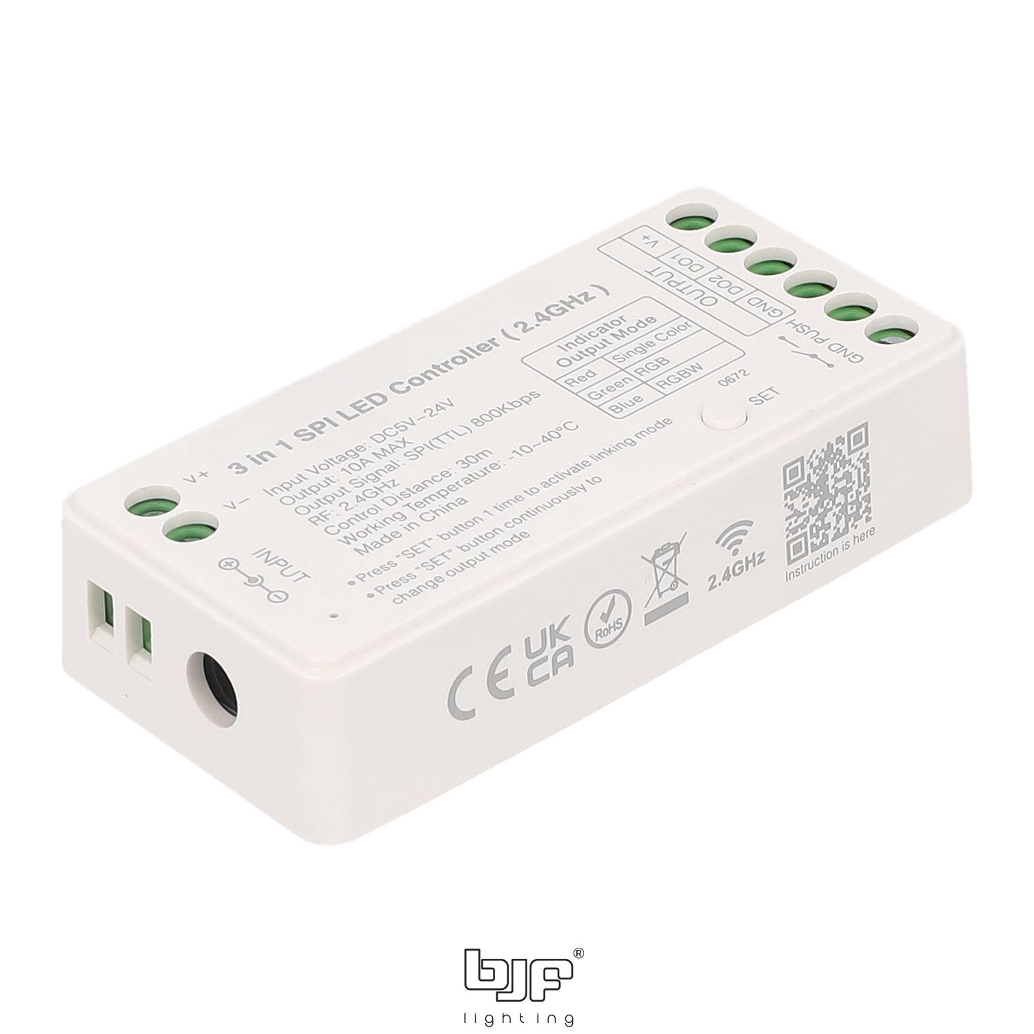 CONTROLADOR SPI 3 EN 1 5-24V 10A 2,4GHz MONOCOLOR-RGB-RGBW 2 Controlador Spi 3 En 1 5-24V 10A 2,4Ghz Monocolor-Rgb-Rgbw