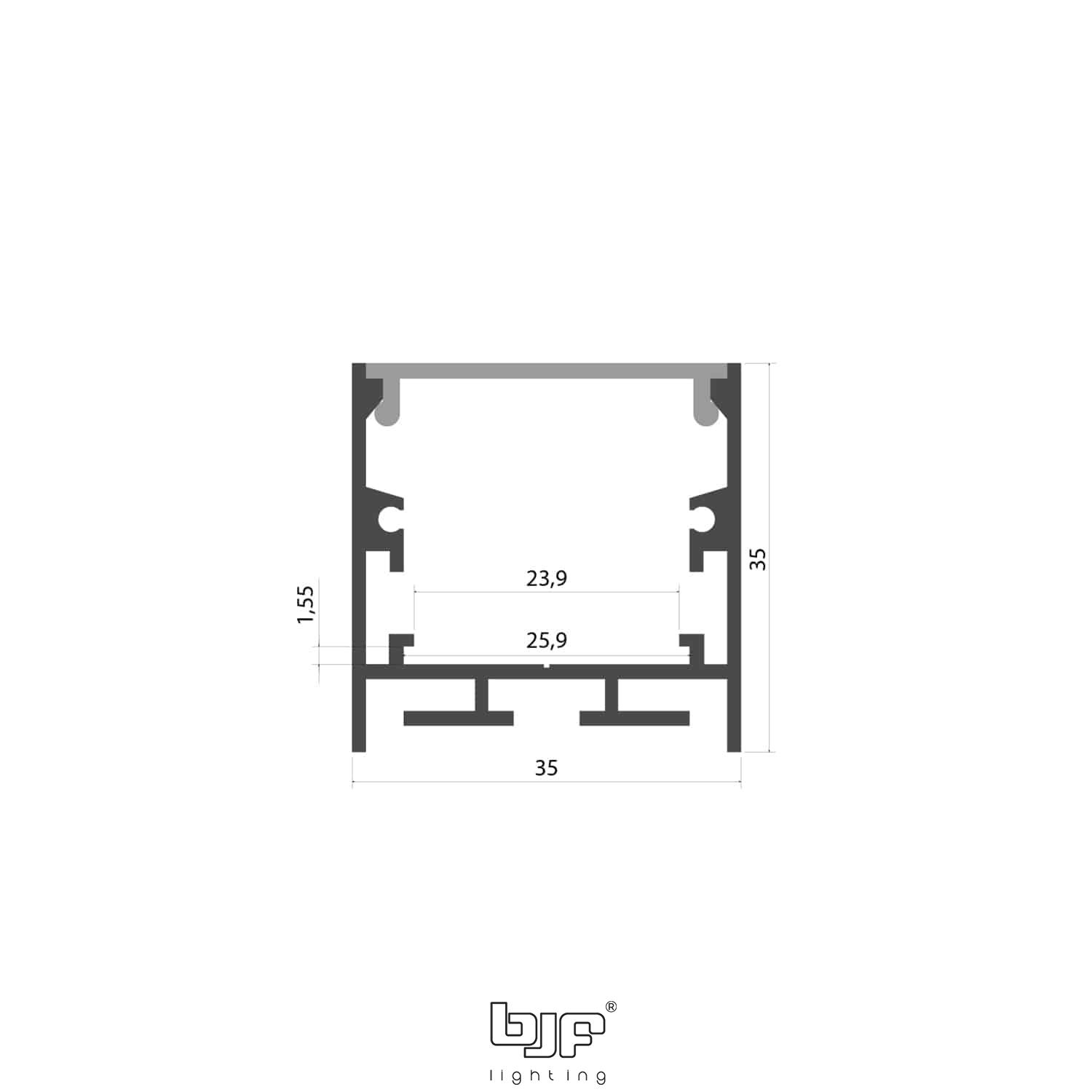 Perfil Led Colgante Y Superficie 35X35 L508 Esquema