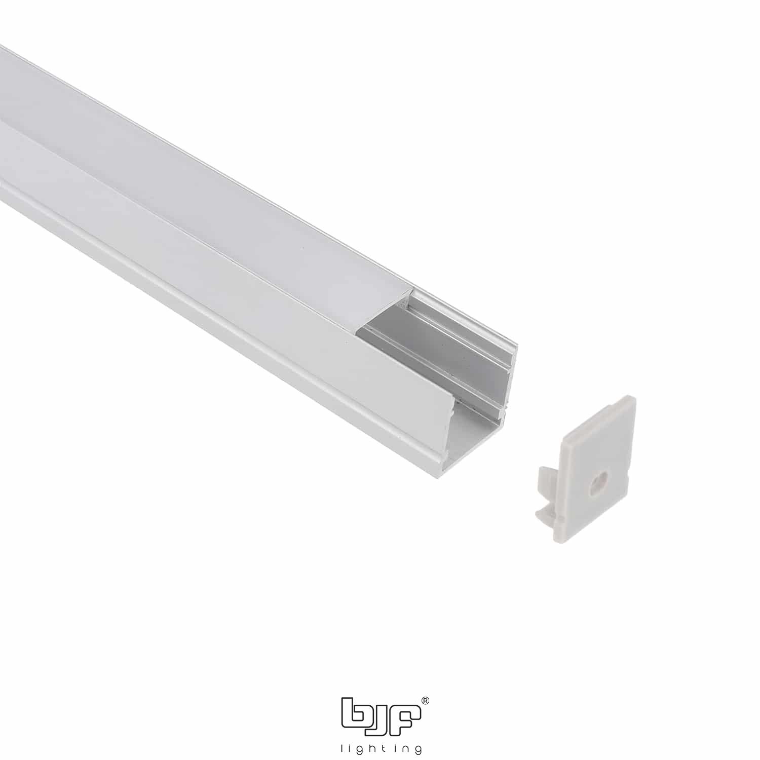 KIT PERFIL DE SUPERFICIE L2020+DIFUSOR OPAL+2 TAPAS+4 GRAPAS PLATA 2m 1 Kit Perfil Led L2020 2M+2 Tapas+4 Grapas Plata