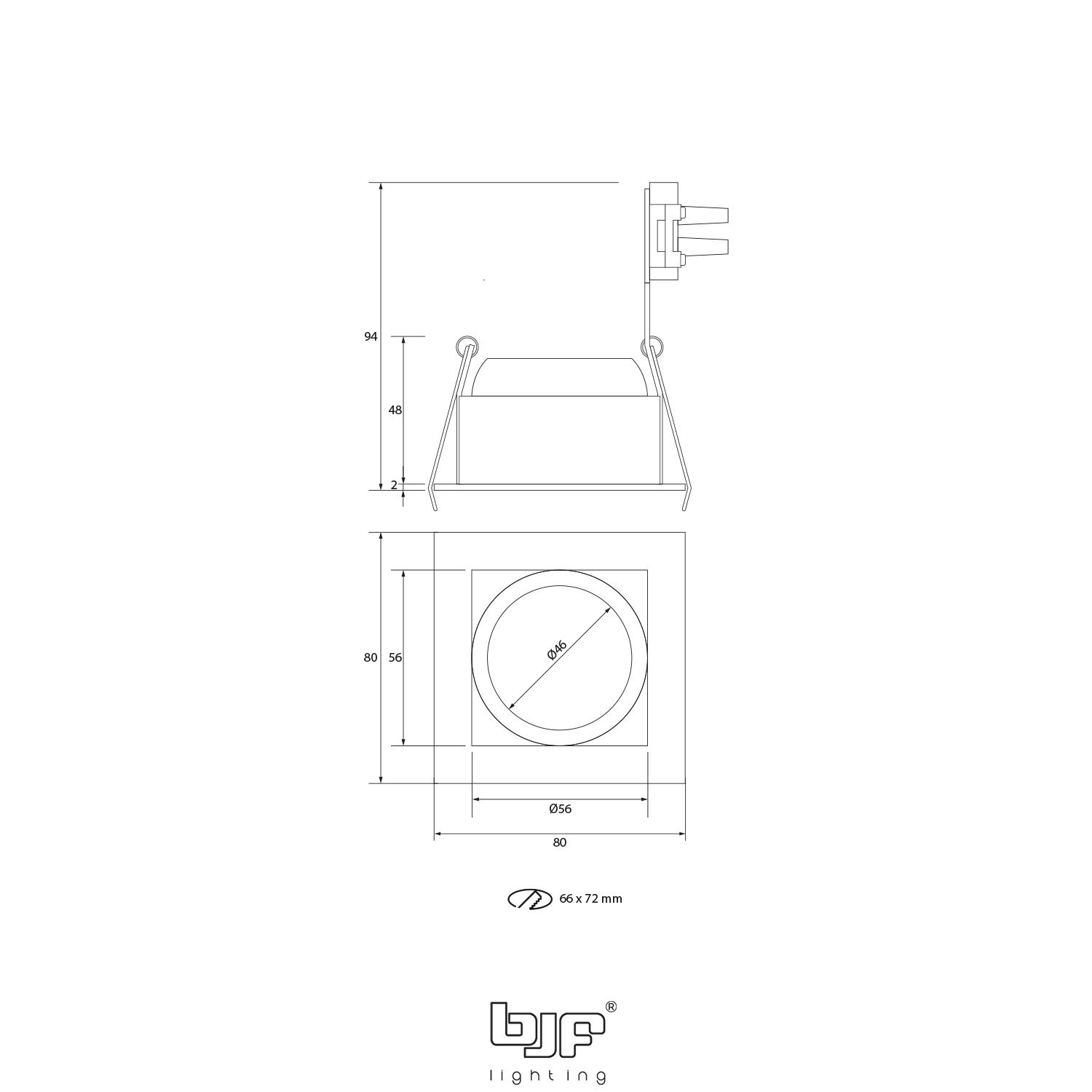 URSO-ARO CUADRADO FIJO CONCAVO 1 LUZ 3 Urso-Aro Cuadrado Fijo Concavo 1 Luz Esquema