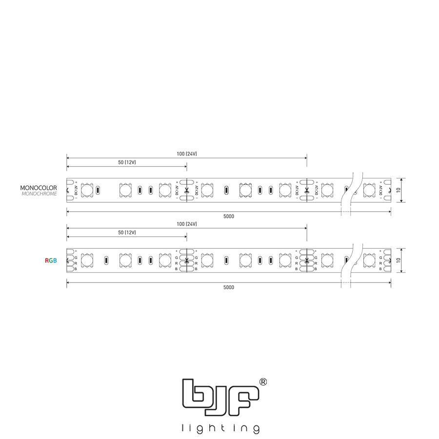 LEXA-TIRA LED 12V BASIC 14,4W 60LED (1m) 2 Lexa-Tira Led 12V Basic 14,4W 60Led + Esquema